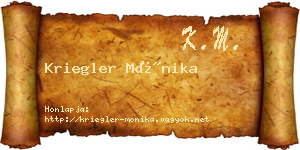 Kriegler Mónika névjegykártya