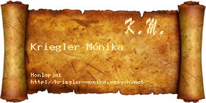 Kriegler Mónika névjegykártya
